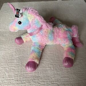 Peek A Boo Toy Company Pink Sparkle Hearts Plush Unicorn With Tags Large 20 Inch